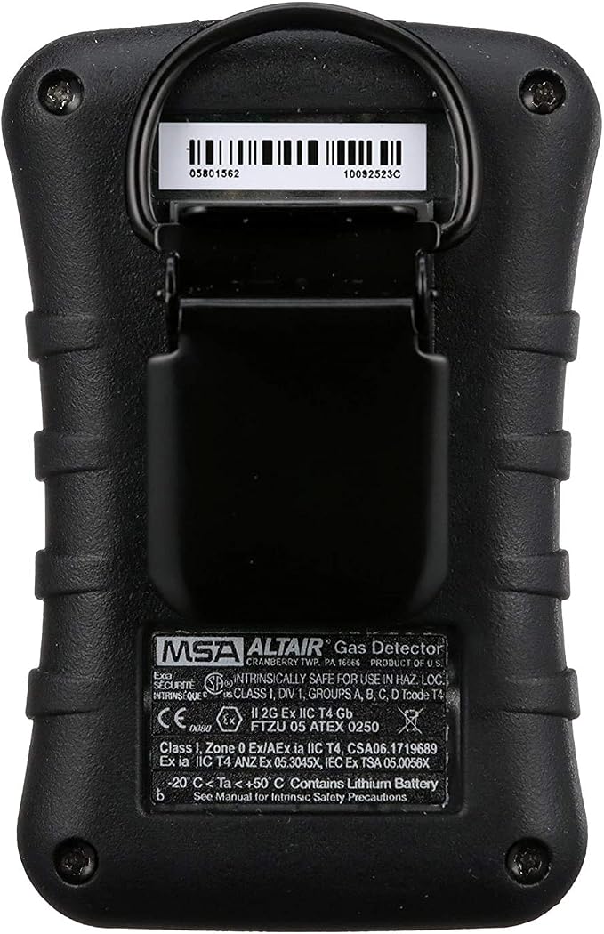 MSA 10092523 ALTAIR Single-Gas Detector - (O2) Oxygen (Low: 19.52%, High 23.0%), Color: Black, Portable Gas Monitor, Durable, Handheld, UL Standard-Approved