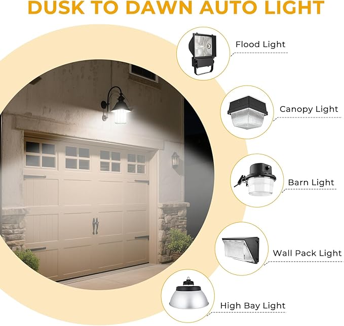 GEPLAD 2 Pack Dusk to Dawn LED Corn Light Bulbs 100W(Equivalent 1000W), E26/E39 Base, 14,000LM 5000K Daylight, Auto On/Off Photocell Sensor, Outdoor LED Light Bulbs for Porch Garage Yard Security
