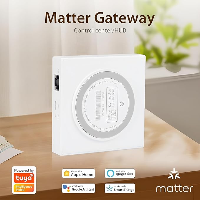 Matter Smart Wired Hub Gateway for Home Automation, Thread & Tuya Zigbee 3.0 Protocol, 2.4GHz WiFi Only, Matter Controller Supports Google, Alexa, Apple HomeKit