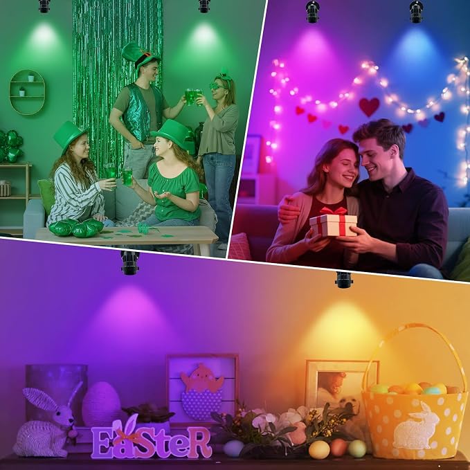 RGBW Spot Lights Indoor with Remote, Color Changing LED Accent Lighting for Wall, Bedroom, Living Room, Party & Christmas Decoration, Plug-in Spotlight with Adjustable Base, 4 Pack