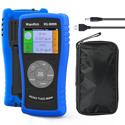 Air Quality Pollution Monitor, Formaldehyde Detector 0-2.50 mg/m³, 2-in-1 TVOC Meter HCHO Tester Indoor with Alarm, USB Rechargeable for Home, Office, HVAC - RQ-5800N