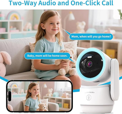 Indoor PTZ Security Camera, 2K 3MP Pan-Tilt with Privacy Mode, No Subscription, 32GB TF Card Included, Dual-Band 5G/2.4G WiFi, AI Motion Detection, Night Vision, 2-Way Audio, Siren (Blue)