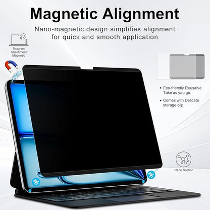 Magnetic 4 Way Privacy Screen for iPad A16 11th/10th Generation (10.9 inch,2025/2022),Removable iPad Anti Blue Light Glare Anti Fingerprint Screen Protector Privacy Filter