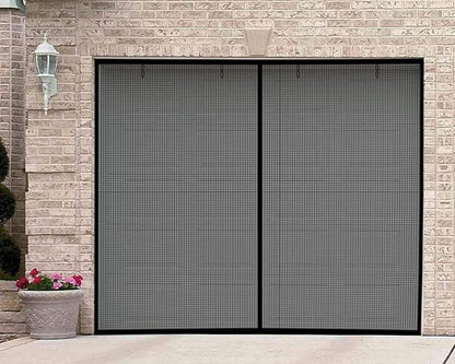 Garage Door Screen - 1 Car 10x7Ft Magnetic Closure Heavy Duty Weighted Bottom Screen Self Sealing Fiberglass Mesh Retractable Net - Easy Assembly & Pass-Through(Black)