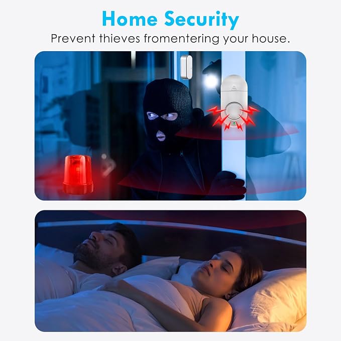 120DB High Decibel Door Window Alarms for Home Security, Toddler Child Safety Entry Open Alert Door Chime, Anti Intrusion Sensor for Household Store Apartment Garage, 10 Pack Silvery