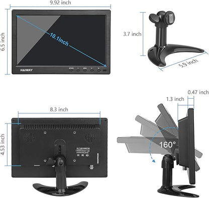 Haiway 10.1 inch Security Monitor, 1024x600 Resolution Small HDMI Monitor Small Computer Monitors with Remote Control with Built-in Dual Speakers HDMI VGA BNC Input for Gaming CCTV Raspberry Pi PC