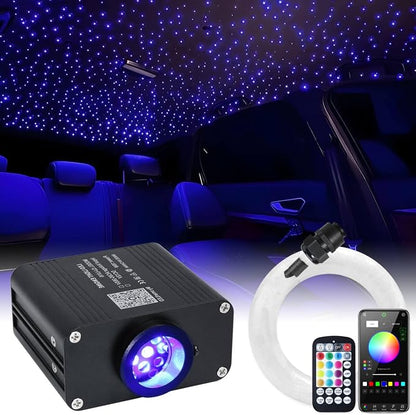 16W Car Home Starlight Headliner Kit, Twinkle & Sound Activate RGBW Fiber Optic Lights with APP & Remote Control, Star Lights for Ceiling Decoration, 650 pcs 9.8ft