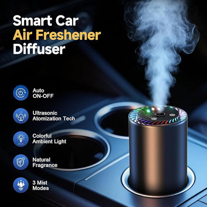 Smart Car Air Freshener with Star Light & 50ml Diffusers Oil Refills, Auto On/Off Aroma Diffuser, 3 Adjustable Mist Modes Rechargeable Aromatizante para Carro - Car Diffuser（Cologne）