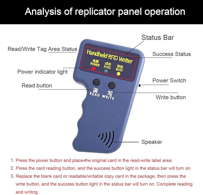 RFID Handheld 125khz Copier RFID Smart ID Card Duplicator Used for T5577 +5pcs T5577 NO.3 Keychains +5 T5577 Cards