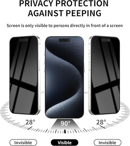 3 Pack Privacy Screen Protector for iPhone 15 Pro Tempered Glass 6.1inch Private Saver Anti-Spy Eye Protection Anti-Scratch Full Coverage