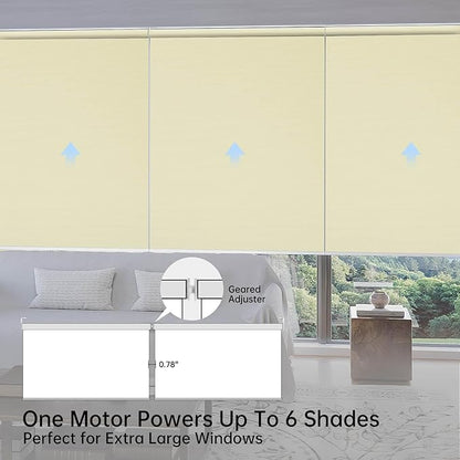 Motorized Coupled Shades, Blackout Smart Blinds for Large Windows Automatic Blinds Compatible with Alexa, Motorized Roller Shades Customized for Bedroom Home Office(Blackout-Creamy Yellow)
