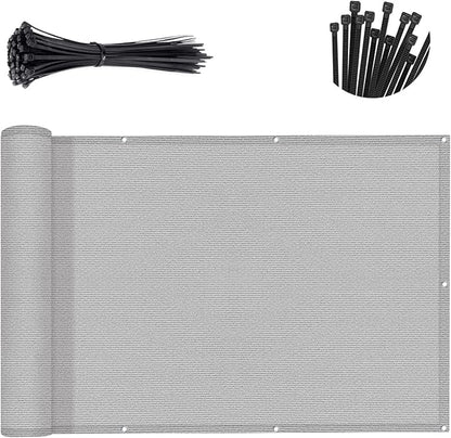 SUNNY GUARD 3.3'x19.7' Balcony Privacy Screen Fence, Apartments Railing Screen, Heavy Duty Wind Screen for Outdoor,Backyard,Patio,Deck Privacy（Light Grey）