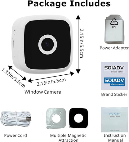 SOIADV 2K Wireless Window Camera,No-Drill Install,2.4GHz & 5GHz WiFi Indoor Cameras for Home Security,AI Human & Vehicle Detection, 6s Pre-Roll, Battery Powered,4MP Color Night Vision,SD/Cloud