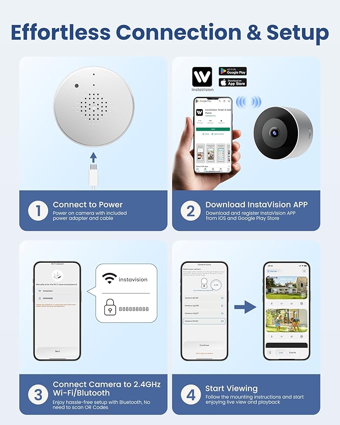 3MP 2K Window Camera, 2.4GHz WiFi 6 Window Security Camera, Blacklight Full-Color Night Vision, Smart AI Detection & Descriptive Alert, 24/7 Recording, No-Drill Magnetic Mount, 2 Packs