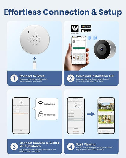 3MP 2K Window Camera, WiFi6 Indoor Camera for Home Security, with Full-Color Night Vision, AI Person/Vehicle/Motion Detection, 24/7 Recording, Easy & Quick Install, Replaces Outdoor Cameras