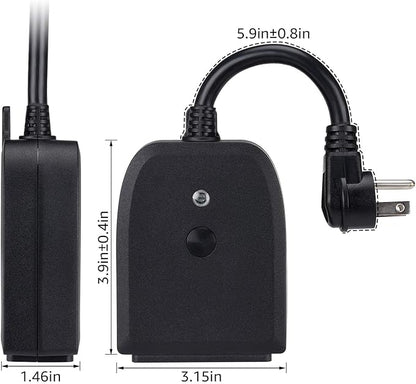 LITEdge WiFi Outdoor Smart Plug 250V, 2 Independently Control Sockets Power Outlet, Compatible with Google Home & Alexa, APP Cordless Remote Timer, Waterproof, Pack of 2
