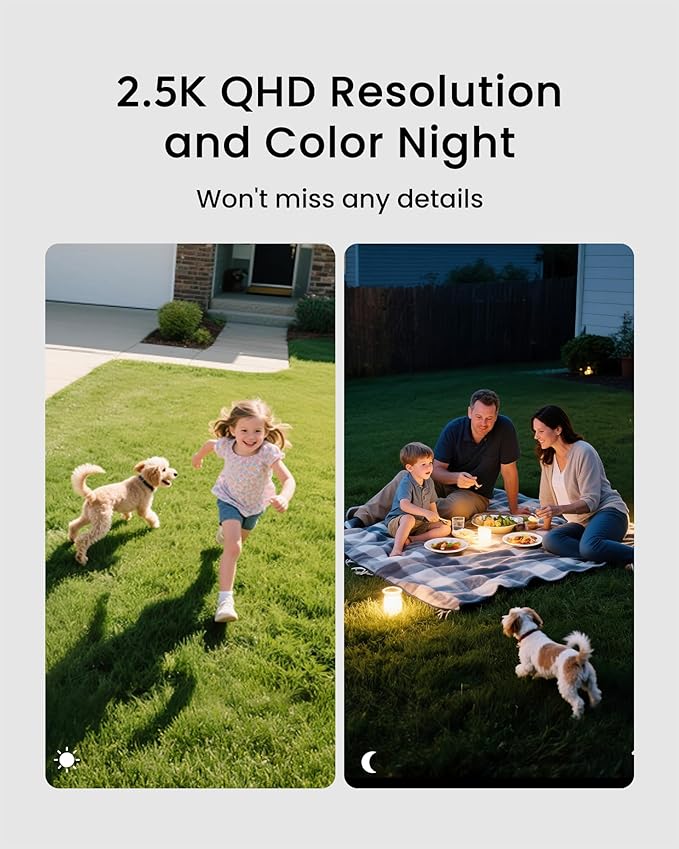 youkey S320 Magnetic Wire-Free Camera 2.5K QHD Security Camera with Dual Band WiFi 6, Built-in 8GB Storage, Color Night Vision, AI Human Pet Detection, IP65, No Monthly Fees