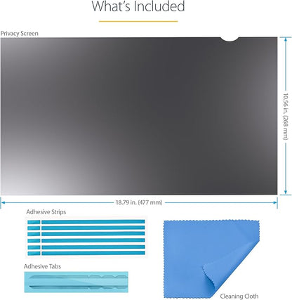 StarTech.com Monitor Privacy Screen for 21.5in Display, Widescreen Computer Monitor Security Filter, Blue Light Filter, TAA