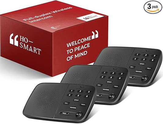 Hosmart Intercoms Wireless for Home UltraSpeak, 2025 Full Duplex Wireless Intercom System for Business, Room to Room Intercom Two Way Real-time Intercom with 1300 Feet Range (3 Stations)