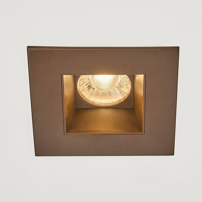 Maxxima 4 in. Ultra-Thin Recessed Anti-Glare LED Downlight, Canless IC Rated, 5 Color Temperature Selectable 2700K/3000K/3500K/4000K/5000K, Dimmable Square Bronze Trim, 90 CRI