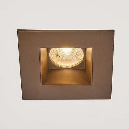 Maxxima 4 in. Ultra-Thin Recessed Anti-Glare LED Downlight, Canless IC Rated, 5 Color Temperature Selectable 2700K/3000K/3500K/4000K/5000K, Dimmable Square Bronze Trim, 90 CRI