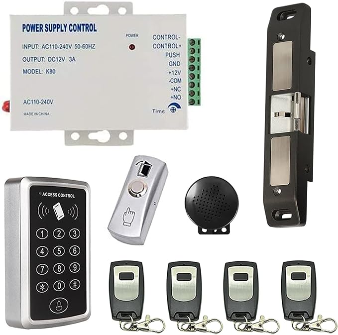 Panic Bar Electric Strike System for Fire Exit Emergency Crash Bar Door Remote Open Access Control Buzzer-in Kit
