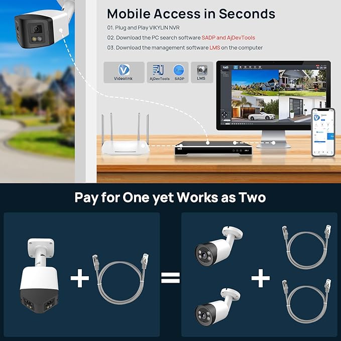 PANOEAGLE 4MP Dual Lens PoE IP Security Camera Outdoor with 180° Panoramic Wide Angle,Smart Color Night Vision,Smart Motion Detection,2-Way Audio & Micro SD Slot(512G),IP67 Waterproof,NDAA Complaint