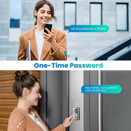 Keyless Entry Door Lock with Keypad, Electronic Smart Deadbolt, Smart Locks for Front Door, Auto Lock, Anti-Peeking Password, Easy Installation, Silver