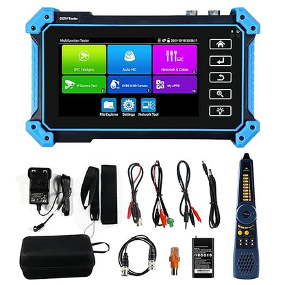 Upgraded 8K IP Camera Tester with PoE, WANLUTECH CCTV Test CVI TVI AHD SDI Analog Camera Test 5.4inch Touchscreen Cable Tracer RJ45 Cable TDR Test RS485 HDMI in VGA in (IPC-5200C Plus)