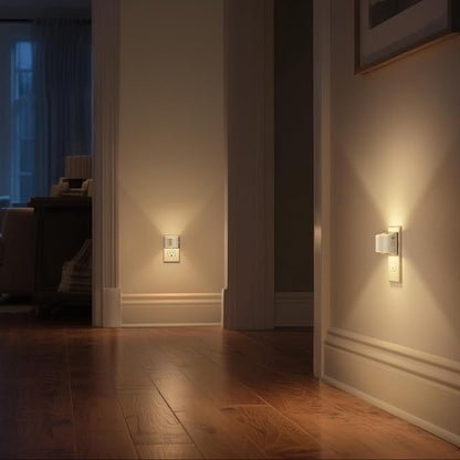 DORESshop Night Light, Night Lights Plug into Wall, Adjustable, 3000K | 3 Level Brightness Adjustable Night Light, Dusk to Dawn Sensor Nightlights for Adults, Bedroom, Bathroom, Hallway, 4 packs