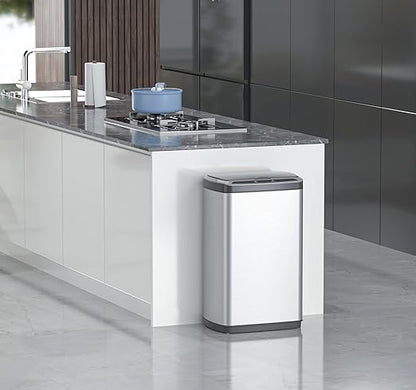 ELPHECO 50 Liter / 13.2 Gallon Rectangular Kitchen Trash Can, Brushed Stainless Steel Finish Motion Sensor Trash Can, Automatic Trash can for Kitchen, Living Room, Office, 3 AA Batteries (Excluded)