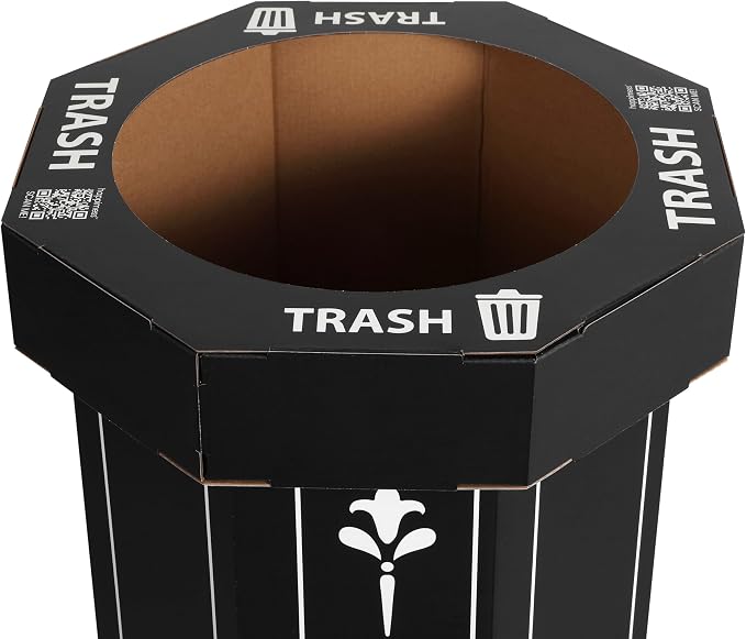 happimess Fleur 25 Gal Trash Can Bin, Bridal Black, Set of 2