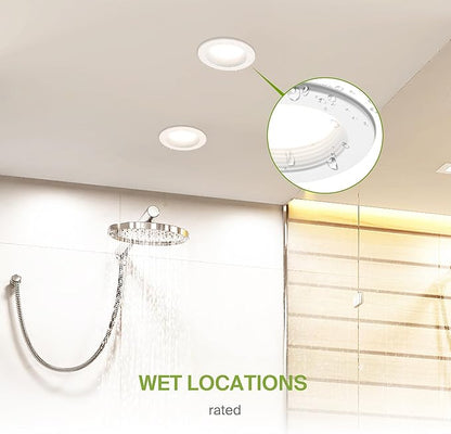 ASD 12 Pack 4 Inch Retrofit LED Recessed Light - 10W 2700K-5000K 849LM Retrofit LED Recessed Lighting 4 Inch, Dimmable Recessed Lights, Wet Rated Baffle Trim Can Lights, ETL, Energy Star