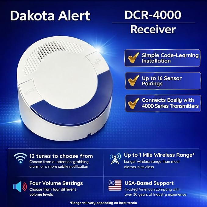 Dakota Alert DCR-4000 Driveway Alarm Receiver with UT-4000 Transmittter