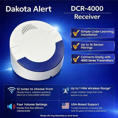 Dakota Alert DCR-4000 Driveway Alarm Receiver with UT-4000 Transmittter