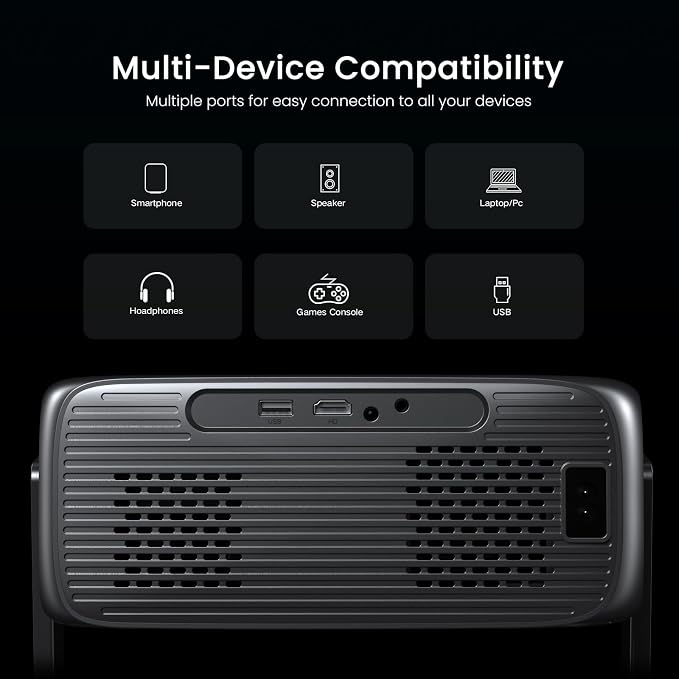 HAPPRUN 2000 ANSI Google TV Built-in Outdoor Video Projector with WiFi 6 and Bluetooth 5.2, Smart Projector, 4K Decoding, Auto Focus, Dolby Sound, Built-in Speakers, Home Theater Projector with Apps