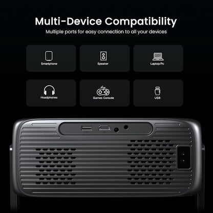HAPPRUN 2000 ANSI Google TV Built-in Outdoor Video Projector with WiFi 6 and Bluetooth 5.2, Smart Projector, 4K Decoding, Auto Focus, Dolby Sound, Built-in Speakers, Home Theater Projector with Apps