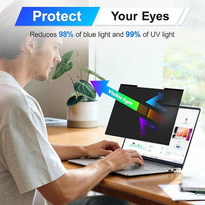 Magnetic Laptop Privacy Screen Filter 14 Inch for 16:9 Computer Monitor, Removable Anti Blue Light Privacy Shield, Anti-Glare Protector Compatible with Dell Hp Asus Lenovo