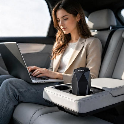 JUSTTOP Car Trash Can with Lid, Diamond Design Small Automatic Portable Trash Can with 1 Trash Bag, Easy to Clean, Used in Car Home Office (Black)
