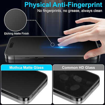 Mothca 2 Pack Matte Privacy Screen Protector for iPhone 15 Pro Max 6.7-inch [Auto Fit Box Dust-Free] Anti Spy Anti-Glare Anti-Fingerprint Full Coverage Tempered Glass, Smooth as Silk, Case Friendly