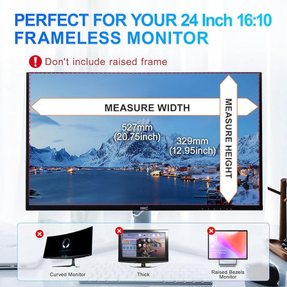 2Pack Magnetic 24 Inch Privacy Screen for Computer Monitor 16:10 Aspect Ratio, Hanging Removable Anti-Blue/Glare Protector Film, Anti Spy Desktop Security Private Filter 24in