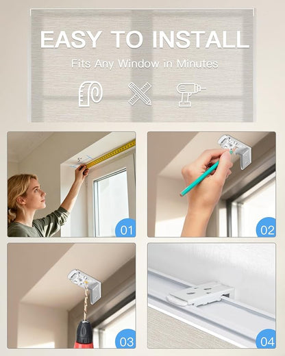 Motorized Roman Shades for Windows, Custom Light Filtering Roman Blinds with Remote, Smart Privacy Window Shades for Living Room Kitchen Office, Alexa & Google Home Compatible, App Control via RF Hub