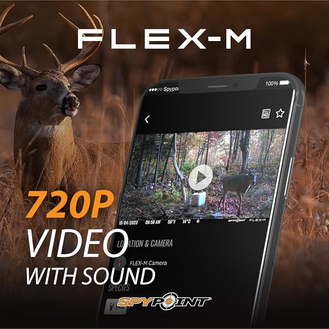 SPYPOINT Flex-M Cellular Trail Camera - Best Hunting Accessories, No WiFi Needed, Night Vision, Motion Activated, Dual-Sim LTE, IP65 Water-Resistant Game Camera, 28MP Photos, 720p Videos + Sound (3)