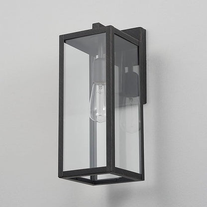 Globe Electric 44837 1-Light Outdoor Indoor Wall Sconce, Brushed Dark Bronze, Clear Glass Shade, Back Porch Lights, Front Patio, Garage Fixture, Exterior Lighting for House