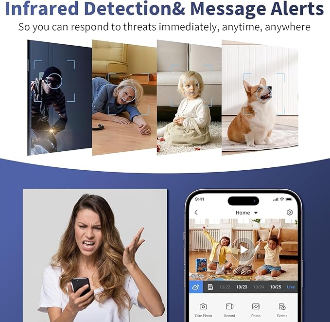 Home Security Camera,1080P Wireless Nanny Camera, Indoor Camera with 10000mAh Battery, Night Vision, Motion Detection, Instant Motion Detection