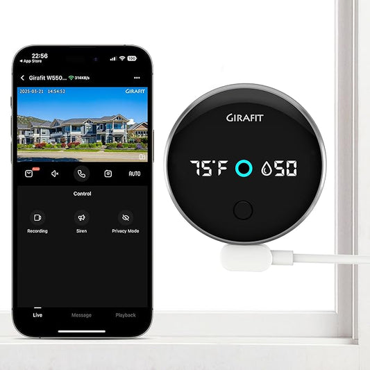 Girafit 3K 5MP Window Camera,Cameras for Home Security with Thermometer Hygrometer,Indoor Camera for Outdoor Monitoring with ChroMax Al Color Night Vision,Person Detection