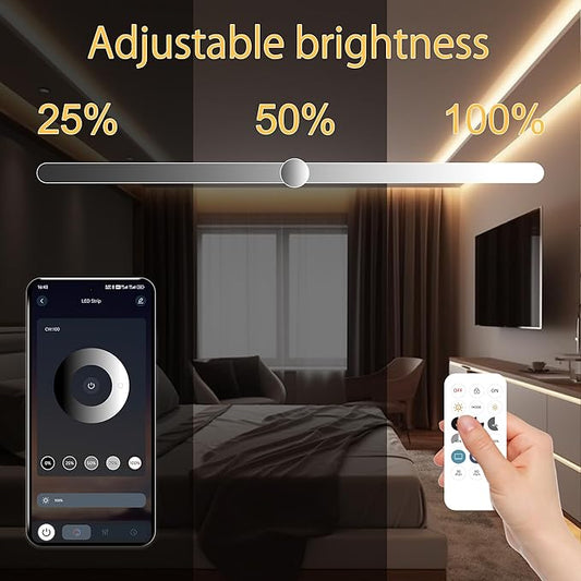 AXMOTUT 65.6ft COB LED Strip Light Warm White, High Bright LED Strips with 320LEDs, RF Remote and UL Power Supply, 2700K Dimmable LED Lights for Bedroom,Kitchen, DIY Home Decoration, 2 Rolls of 32.8ft