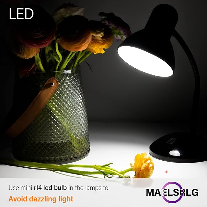 Maelsrlg R14 LED Bulb 4W(40W Equivalent) Mini Reflector Flood Light Bulbs 5000K Daylight, Curio Cabinet Light Bulb, Non-Dimmable, E26 Base Short Light Bulbs, 4-Pack
