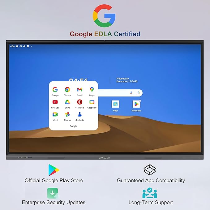 75" 4K Smart Board,Google EDLA Certified with 50MP AI Camera,40-Point Touch Digital Whiteboard,Android 14, 8+128GB,SmartBoard for Classroom Office Home（Wall Mount Included） (75 Inch)