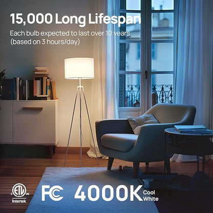 Linkind A19 LED Light Bulbs, 60W Equivalent Dimmable Light Bulbs, 4000K Cool White, 9W 840 Lumens LED Bulbs, E26 Standard Base 120V, Lighting for Bedroom Living Room Home Office, 6 Packs